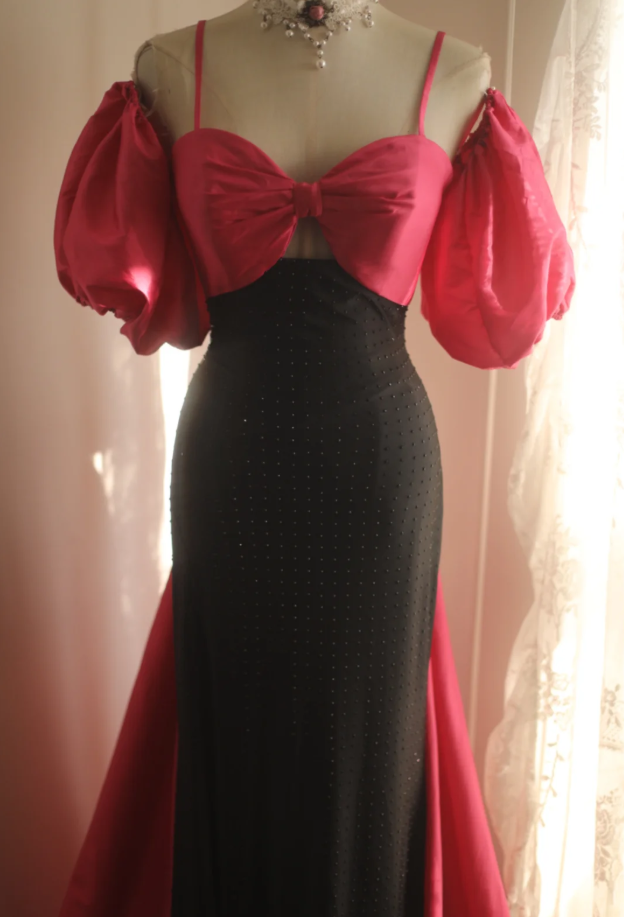 Chic Spaghetti Straps Satin Beaded Mermaid Long Birthday Prom Dress Evening Gown SP1250