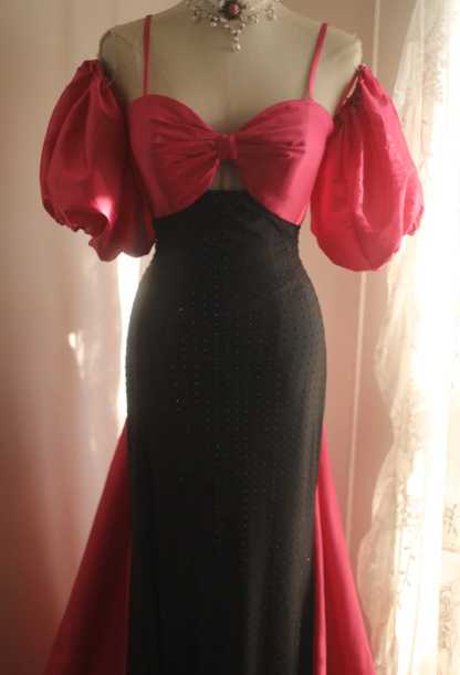 Chic Spaghetti Straps Satin Beaded Mermaid Long Birthday Prom Dress Evening Gown SP1250