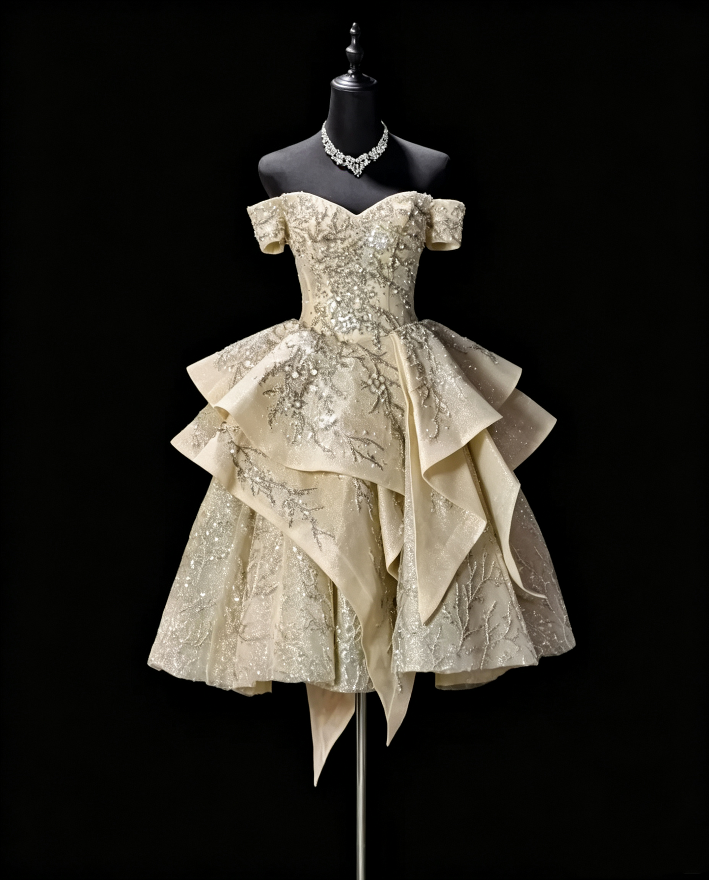 Shiny Champagne Off The Shoulder Satin Tulle Sequin Beaded A Line Short Homecoming Dress Birthday Dress SP3187