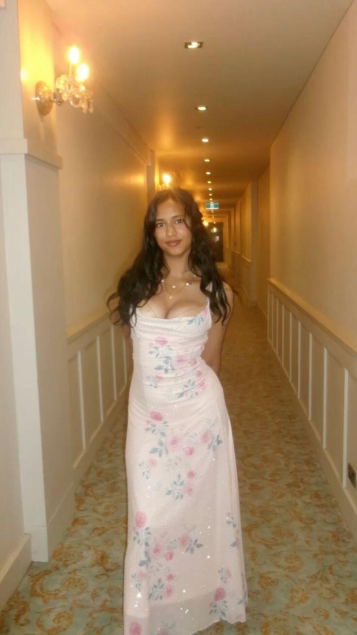 Pretty Spaghetti Straps Pink Sequin Floral Long Party Dress Evening Gown SP4157