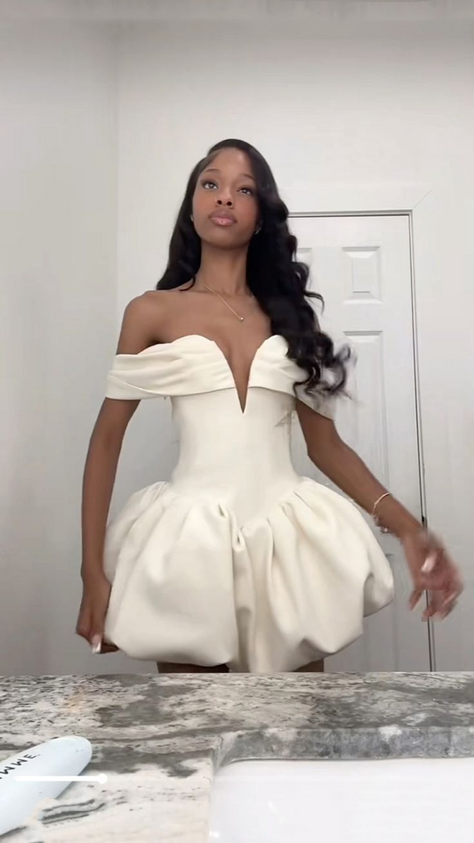 Classy Off The Shoulder White Satin A Line Short 9th Grade Homecoming Dress Birthday Outfits SP2467