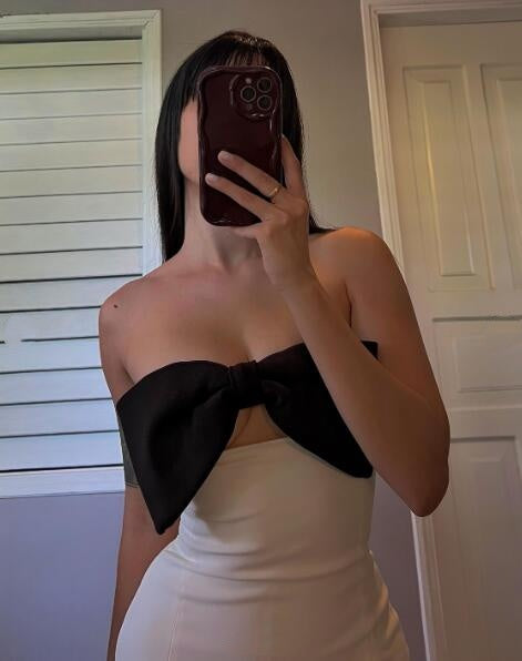 Sexy Bow Strapless Satin Sheath Short Homecoming Dress Cocktail Dress SP3209