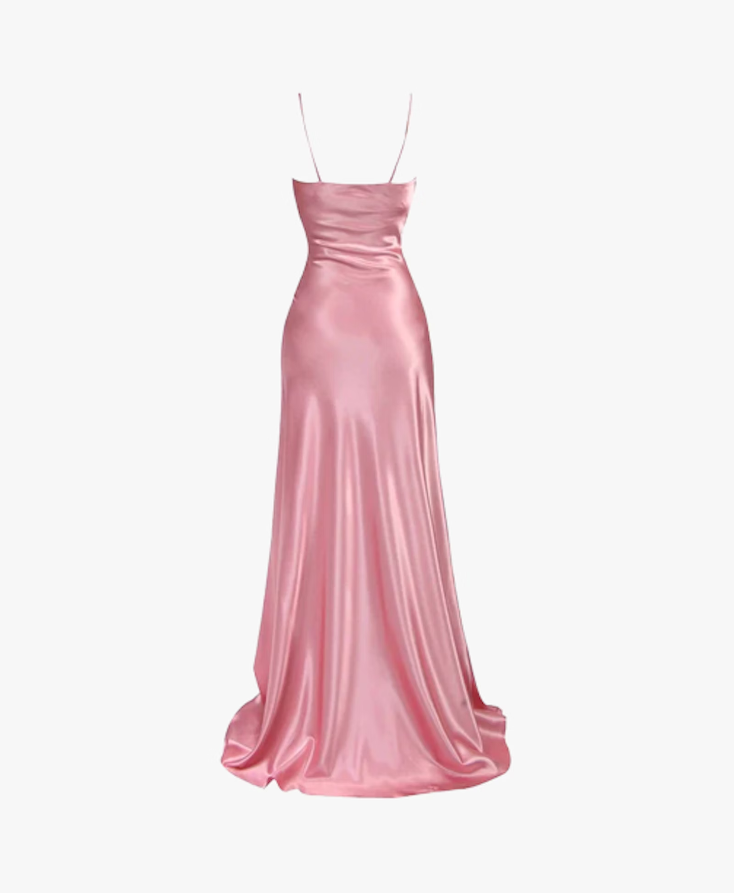 Simple Pink Spaghetti Straps Long Prom Dress with Split Y1962