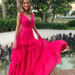 Elegant Hot Pink A-line Evening Dress,Hot Pink Formal Dress Y5337