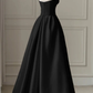 Black Strapless High-Slit Evening Dress With Gauze - Gothic Wedding Dress Y2386