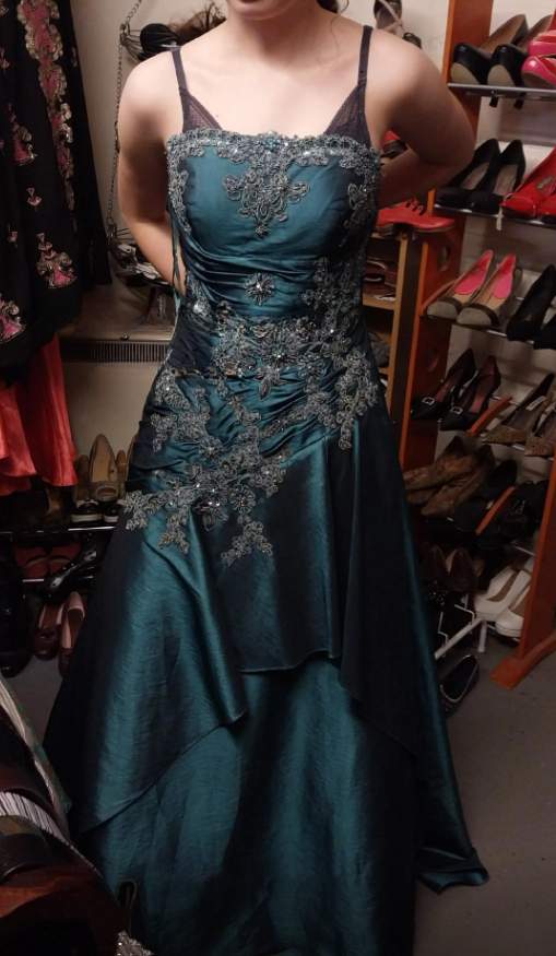 Gorgeous Spaghetti Straps Satin Beaded Appliques Mermaid Evening Dress Long Prom Dress Birthday Dress SP2119