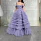 Sweet Lavender Off The Shoulder Tulle Pleated Ball Gown Formal Quinceanera Dress SP579