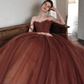 Glamorous A-line Spaghetti Straps Tulle Ball Gown,16th Birthday Dress Y7176