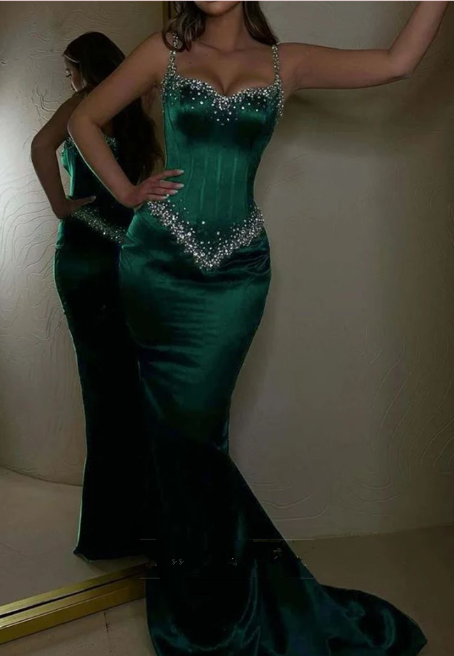 Elegant  Black Beading Mermaid Prom Dress Eveing Dress  Y7673