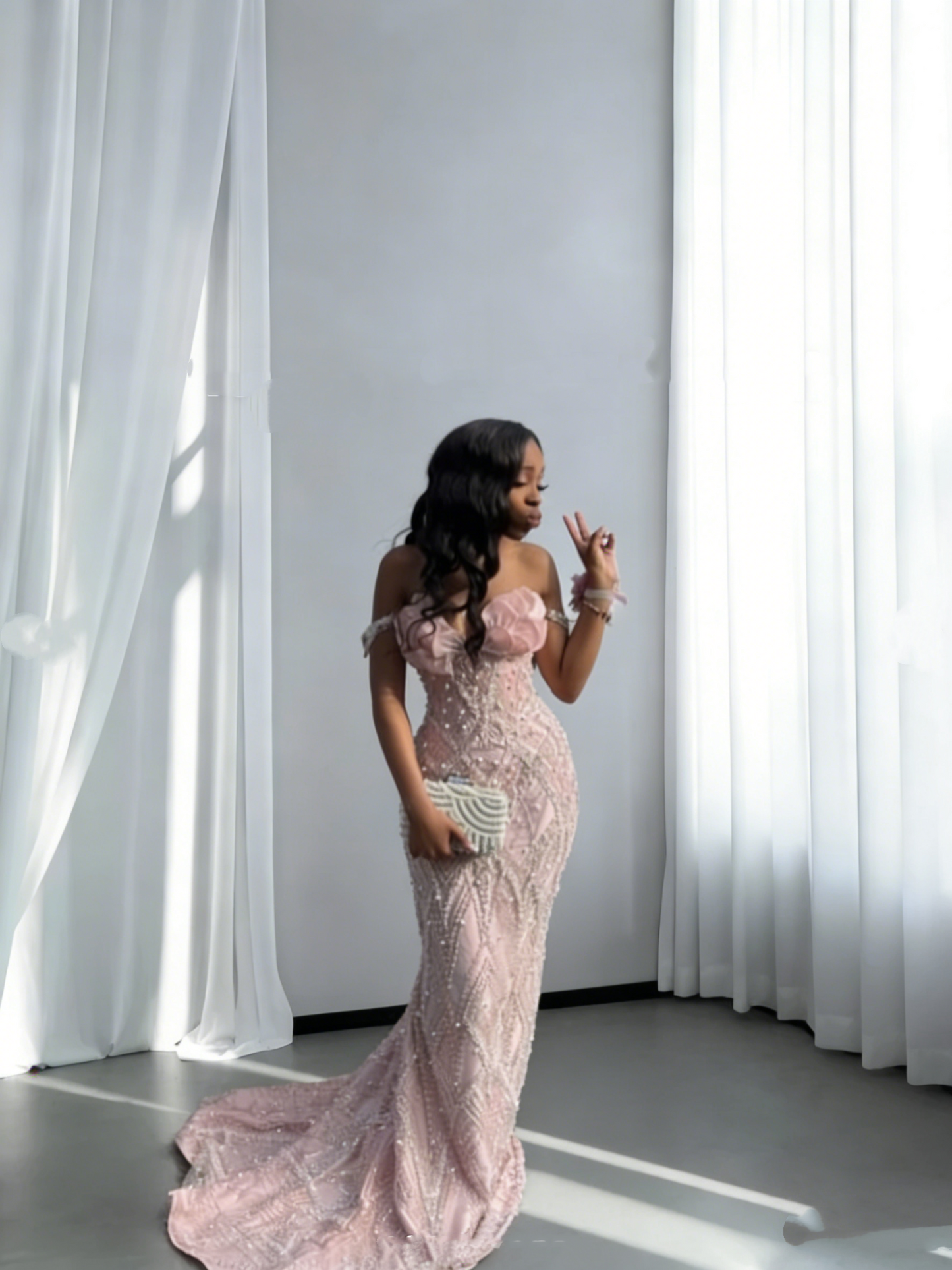 Princess Pink Spaghetti Straps Satin Tulle Sequin Beaded Mermaid Long Evening Dress Birthday Prom Gowns SP1813