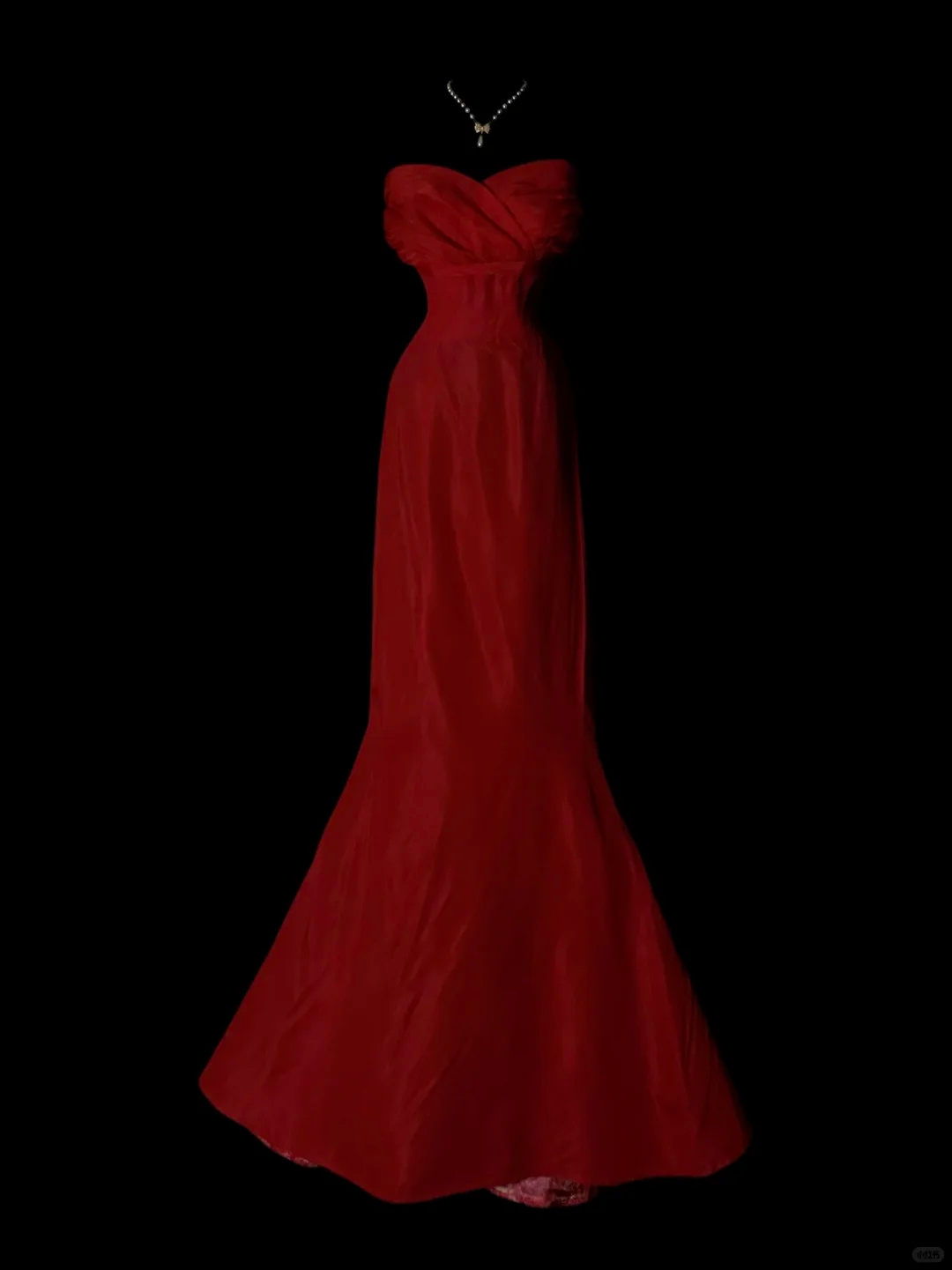 Pretty Red Strapless Satin Mermaid Long Party Dress Birthday Prom Dress SP4074