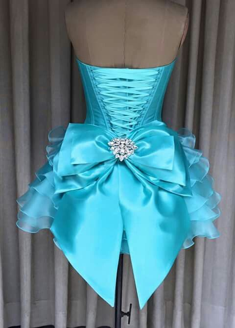 Charming Strapless Blue Satin Tulle Beaded Short Homecoming Dress Birthday Dress SP3574