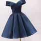 Simple Navy Blue Short Homecoming Dress Ruffle Mini Party Gowns Custom Made Women Party Gowns ,Short Graduation Dress Y2123