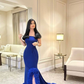 Elegant Blue Mermaid Evening Dress,Blue Formal Dress Y6397