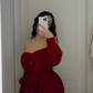 Red Velvet Off The Shoulder Mini Homecoming Dress Y4184