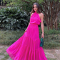 Fuchsia A-line Long Prom Dress Fashion Party Gown Y5343