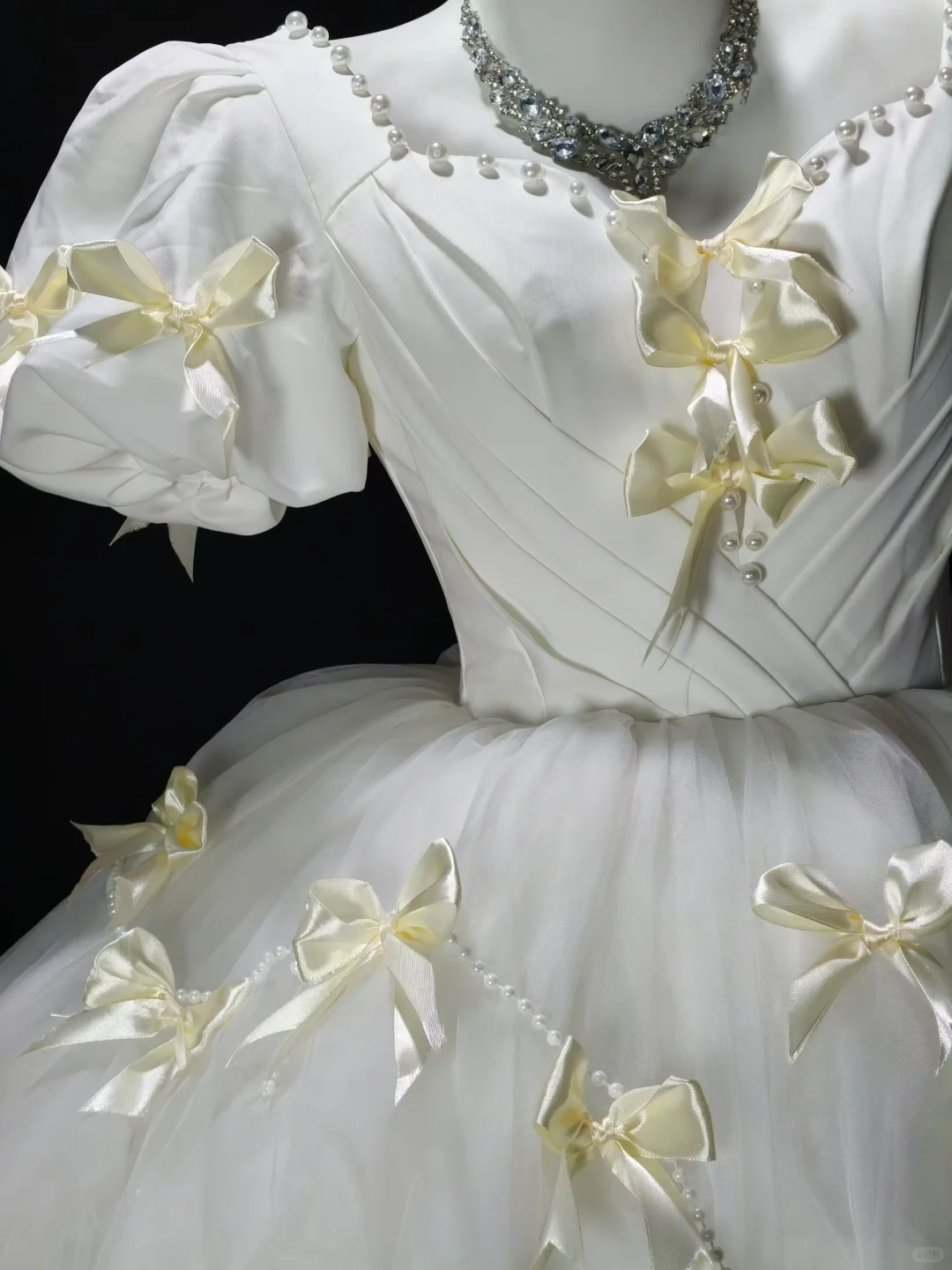 Cute White Tulle Satin Bow A Line Short 8th Grade Homecoming Dress Mini Prom Dress SP3189