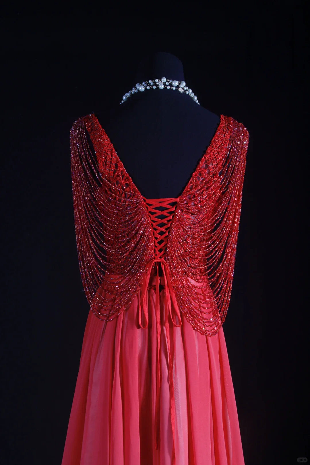 Luxurious Sleeveless Red V Neck Chiffon Beaded Tassel Long Party Dress 20th Birthday Outfits SP2156