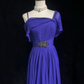 Classy Purple Spaghetti Straps Chiffon Pleated Beaded Long Party Dress Formal Wedding Guest Dress SP1865