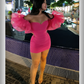 Spring/Summer Birthday Bodycon Pink Frill Off Shoulder Sexy Dress,Trendy Short Homecoming Dress Y5419