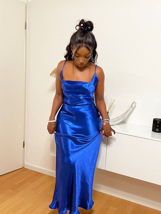 Royal Blue Spaghetti Straps Prom Dress,Royal Blue 22th Birthday Party Gown Y6350
