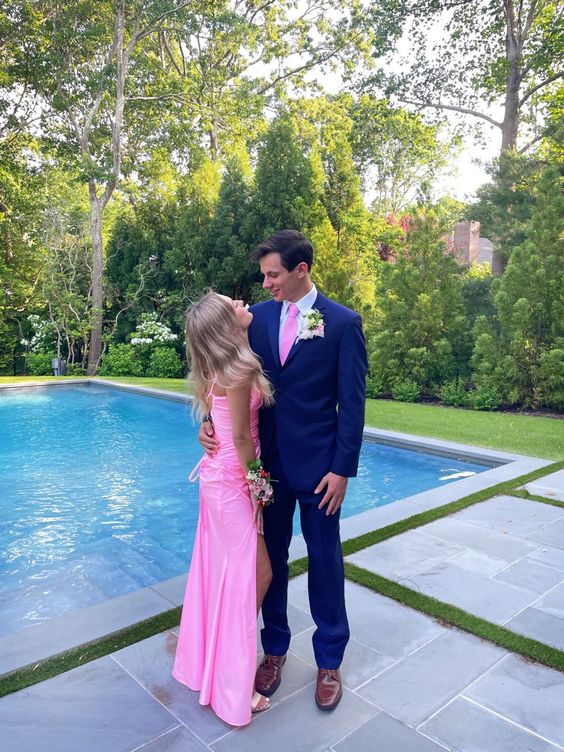 Backless Pink Prom Dress,Classy Mermaid Pink Formal Gown Y1536