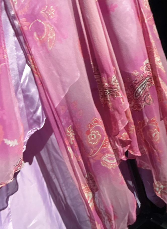 Glamorous Pink Spaghetti Straps Chiffon Floral Beaded Mermaid Evening Dress Long Party Dress SP1816