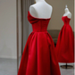 Stylish Flat Neck Satin Backless Pleated Floor Length A Line Evening Gown Prom Dress Y6331