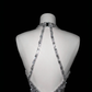 Sparkly Silver Deep V Halter Sequins Beaded Backless Evening Dress,Mermaid Prom Dress Y8687