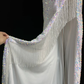 Sparkly White Spaghetti Straps Sequins Prom Dress,Mermaid Slit Tassel Evening Dress Y8648