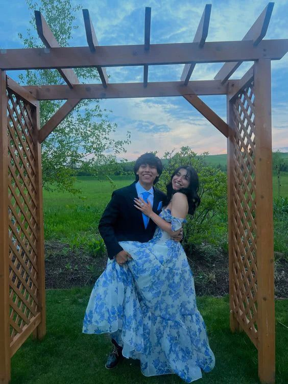 Special Floral Pattern Chiffon A-Line Prom Evening Dresses Y6721