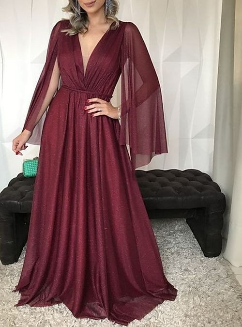 A-Line Mother of the Bride Dress Wedding Guest Simple Elegant V Neck Floor Length Tulle Sleeveless with Pleated Prom Dress Y6309