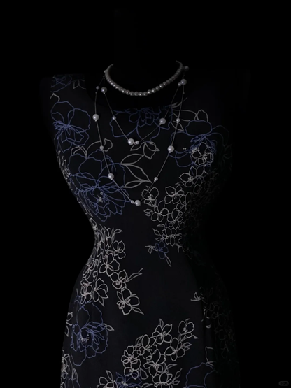 Unique Sleeveless Lace Floral Mermaid Long Party Dress Evening Dress SP4077
