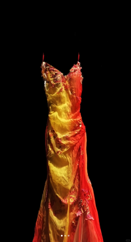 Pretty Spaghetti Straps Ombre Chiffon Pleated Appliques Mermaid Evening Dress Prom Gown SP563