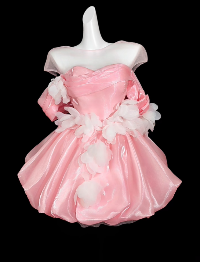 Pretty White Off The Shoulder Tulle Appliques Short Graduation Homecoming Dress,Mini Prom Dress SP3550