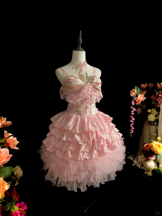 Glamorous Pink Spaghetti Straps Satin Tulle Layered A Line Short 18th Birthday Outfits,Formal Graduation Homecoming Dress SP2713
