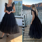 Ruffled Sleeves Tulle Prom Dress, Tiered Ruffled A-line Skirt, Bridesmaid Party Dress, Graduation Dress Y1246