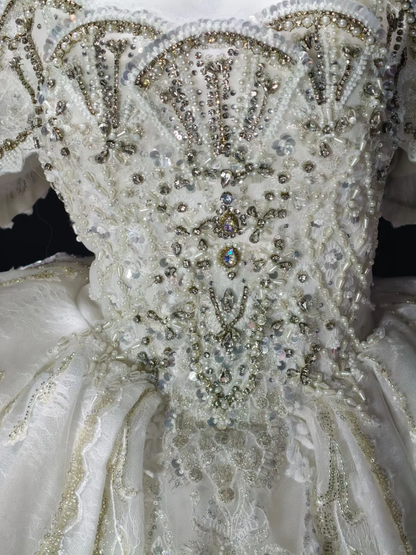 Glamorous White Tulle Beaded A Line Short Homecoming Dress,Off The Shoulder Short Prom Dress SP3167