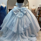 Sweet Light Blue Off-the-Shoulder Quinceañera Dress Ball Gown With Bow SP570