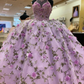 Luxurious Purple A-line Ball Gown With Flowers,Purple Sweet 16 Dress  Y6598