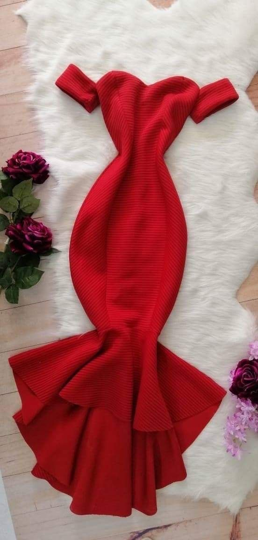 Sweetheart Neckline Red Mermaid Prom Dress,Red Evening Dress Y6044