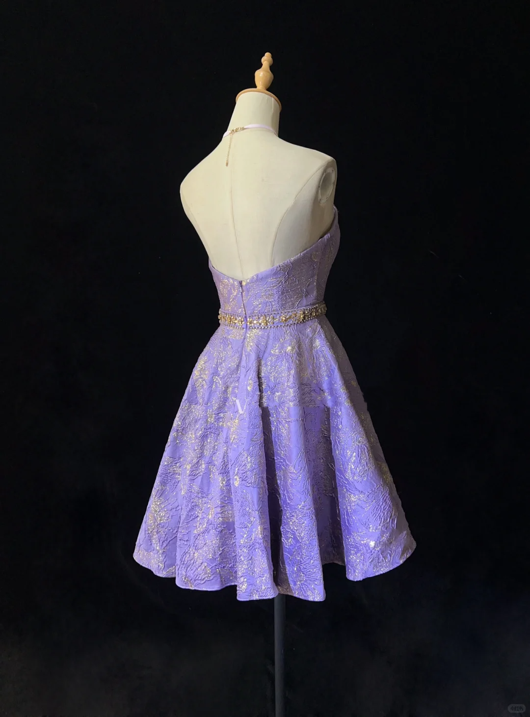 Charming Strapless Purple Satin Floral A Line Short Homecoming Dress Birthday Outfits SP2898
