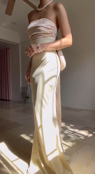 Classy Strapless Mermaid Long Prom Dress Evening Dress With Bow Y8499