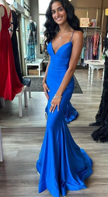 Royal Blue Mermaid Long Prom Dress,Elegant Evening Dress  Y7228