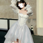 White Tea Break Dress, Romantic Prom Dress,Ruffle Corset Top, Graduation Dress, Flowy Princess Dress Y5384