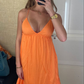 Simple Orange A-line V Neck Prom Dress,Orange Summer Holiday Dress Y6931