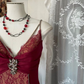 Vintage V Neck Lace Burgundy Long Prom Dress Mermaid Evening Dress Y8779