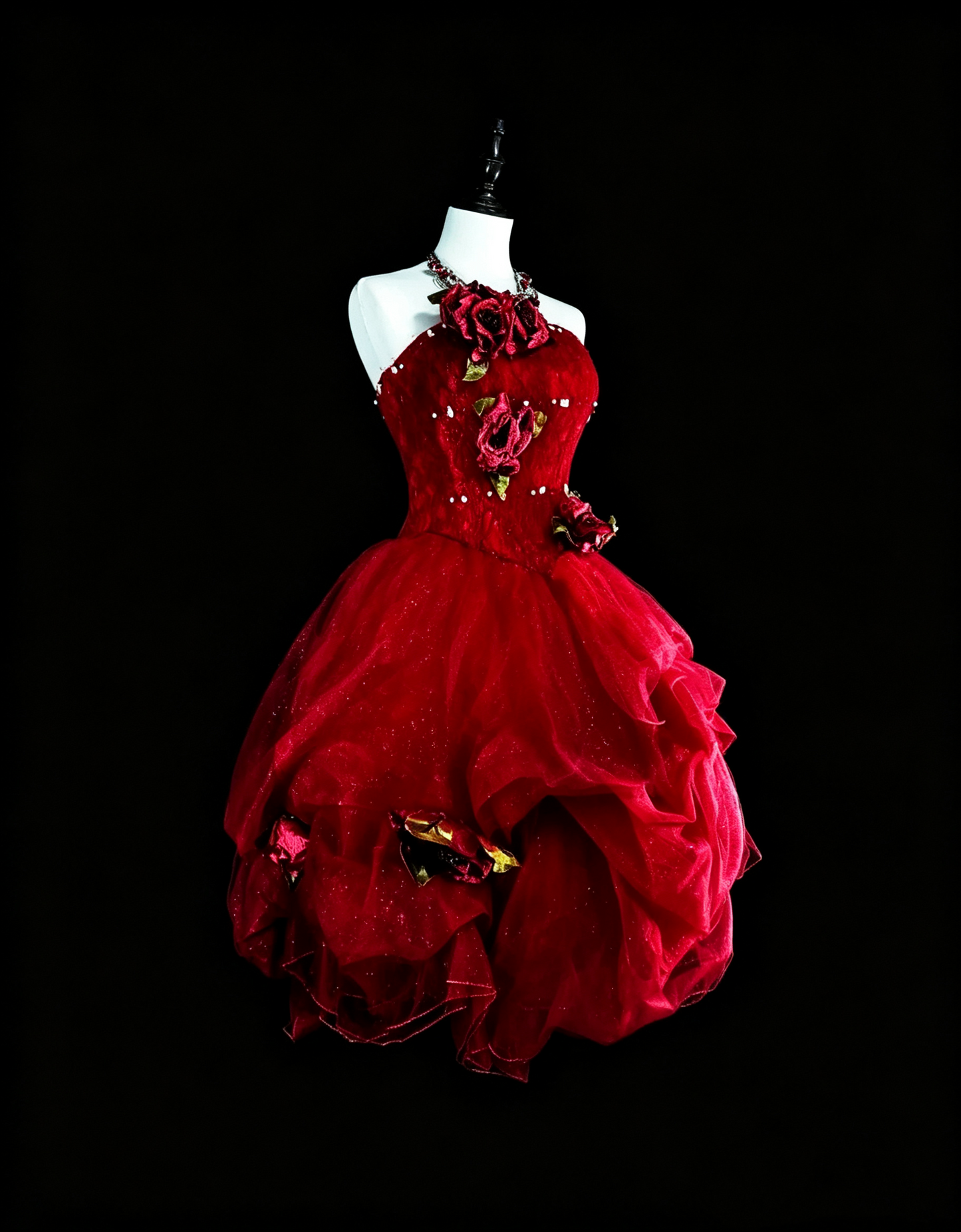 Glamorous Red Strapless Lace Tulle Sequin A Line Short Homecoming Dress Birthday Outfits With 3D Florals SP3396