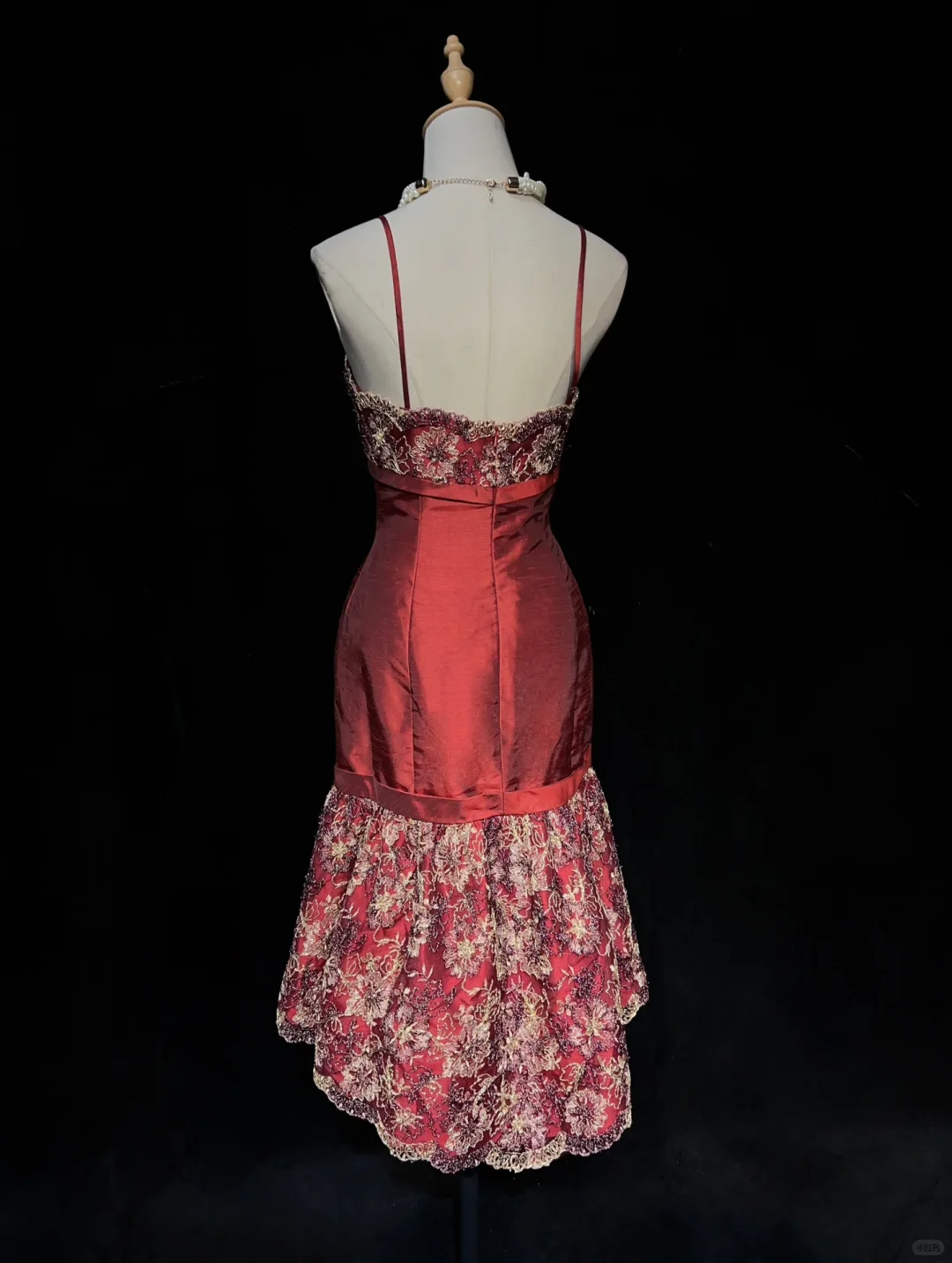 Vintage Spaghetti Straps Satin Lace Short Prom Dress,Red A Line Short 7th Grade Homecoming Dress SP2897