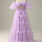 Fairytale Lavender Off the Shoulder Princess Gown,A-line Prom Dress  Y6274
